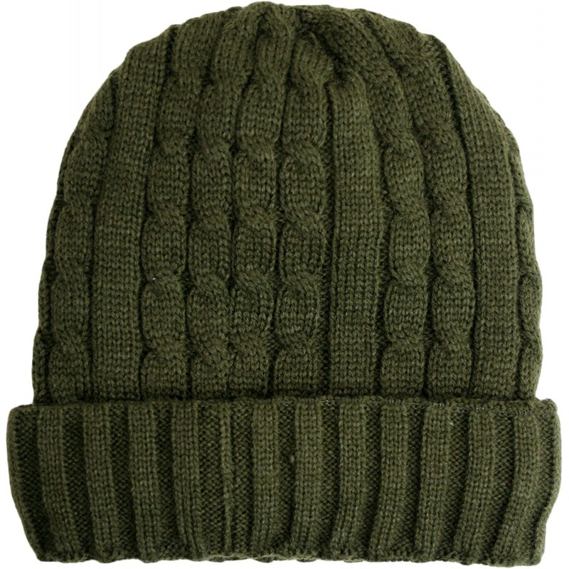 Skullies & Beanies Trendy Winter Warm Soft Beanie Cable Knitted Hat Cap For Women - Olive - C9127H066BT $19.24