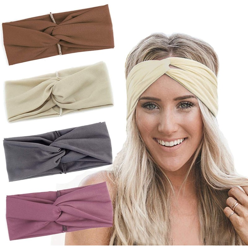 Headbands Turban Headbands for Women Twisted Boho Headwrap Yoga Workout Sport Thick Head Bands(4 pack) - C-4 pcs - C518WQIE26...