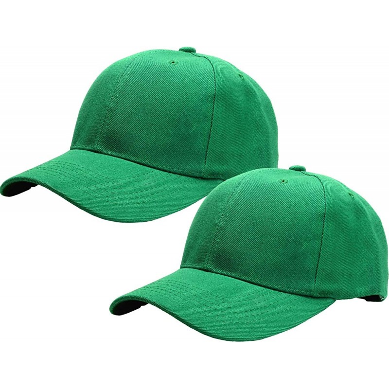 Baseball Caps 2pcs Baseball Cap for Men Women Adjustable Size Perfect for Outdoor Activities - Kelly Green/Kelly Green - CU19...
