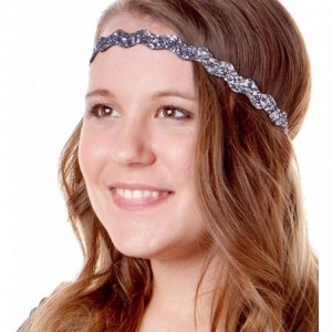 Headbands Women's Adjustable NO Slip Wave Bling Glitter Headband - Gunmetal Wave 1pk - CP11VC7E0HB $20.71
