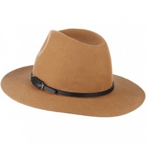 Fedoras Unisex Wool Fedora Hats Men Women Wide Brim Trilby Panama Hat with Belt Buckle - Brown - CQ193UZ92KZ $49.41