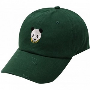 Baseball Caps Swag Panda Embroidery Cotton Baseball Cap - Ripped Green Qv440 - CH18CXIDNXQ $28.62
