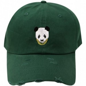 Baseball Caps Swag Panda Embroidery Cotton Baseball Cap - Ripped Green Qv440 - CH18CXIDNXQ $25.73