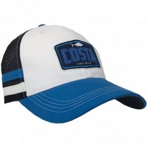 Baseball Caps Mens Bimini Twill Mesh Hat-White- Costa Blue- and Navy - CA185UWTIO6 $47.95