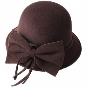 Bucket Hats Women's Bowknot Felt Cloche Bucket Hat Dress Winter Cap Fashion - Coffee - C11880A05NT $34.42