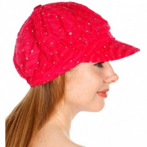 Newsboy Caps Newsboy Cap for Women - Sequin Summer perperboy hat - Baseball Cap - Gatsby Visor hat - Chemo hat - Fuchsia - CR...