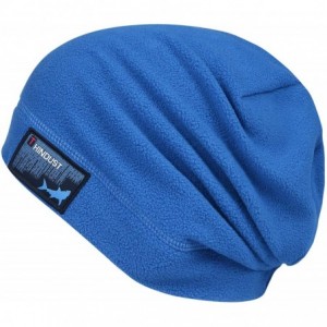 Skullies & Beanies Fleece Slouchy Beanie - Winter Beanie Hat for Men and Women - Soft Ski Skull Cap - Blue - CB18XTQOZMR $33.47