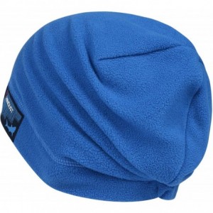 Skullies & Beanies Fleece Slouchy Beanie - Winter Beanie Hat for Men and Women - Soft Ski Skull Cap - Blue - CB18XTQOZMR $33.10