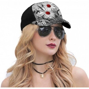 Baseball Caps Red Gray Daisy Flowers Rustic Classic Baseball Cap Men Women Dad Hat Twill Adjustable Size - CP18ZGCO52K $21.57