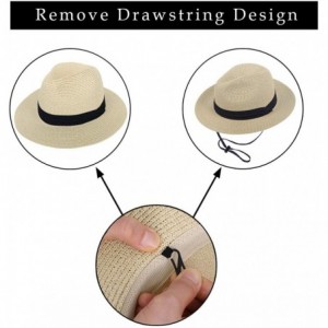 Sun Hats Mens Women's Wide Brim Straw Panama Sun Hat - Two Pack_black/Beige - CM196R7GM02 $51.25