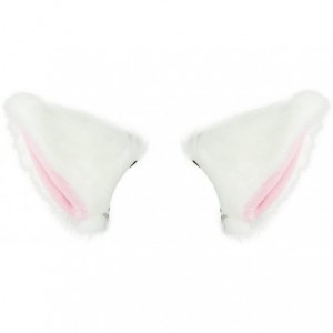 Headbands Cat Fox Long Fur Ears Hair Clip Cosplay Costume Kit Fancy Dress Halloween Party - White + Pink - CW18T72DRKL $19.70