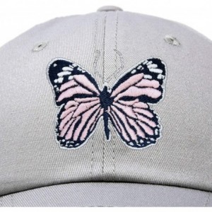 Baseball Caps Pink Butterfly Hat Cute Womens Gift Embroidered Girls Cap - Gray - CN18S8YMGSL $30.22