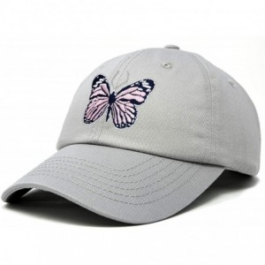 Baseball Caps Pink Butterfly Hat Cute Womens Gift Embroidered Girls Cap - Gray - CN18S8YMGSL $33.04