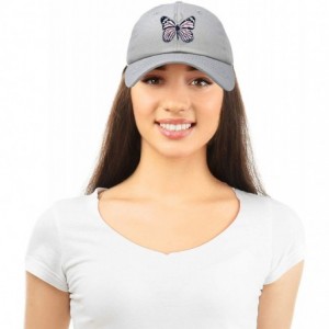 Baseball Caps Pink Butterfly Hat Cute Womens Gift Embroidered Girls Cap - Gray - CN18S8YMGSL $30.22