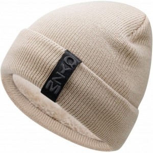 Skullies & Beanies Knit Beanie Warm Thick Lined Hat Mens Winter Skull Cap Unisex Beanie Cap - Beige - CT18IE8IX3A $31.38