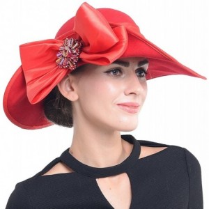 Bucket Hats Women Wool Felt Plume Church Dress Winter Hat - Asymmetry-red - CG12NH461PE $51.29
