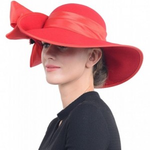 Bucket Hats Women Wool Felt Plume Church Dress Winter Hat - Asymmetry-red - CG12NH461PE $56.30