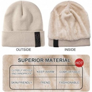 Skullies & Beanies Knit Beanie Warm Thick Lined Hat Mens Winter Skull Cap Unisex Beanie Cap - Beige - CT18IE8IX3A $29.60