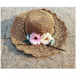 Sun Hats 1PC Vintage Raffia Straw Hats Floppy Wide Large Sun Hat Solid Fringe Wide Brim Beach Hats for Women - Khaki-3 - CU18...