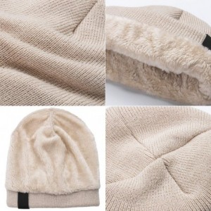 Skullies & Beanies Knit Beanie Warm Thick Lined Hat Mens Winter Skull Cap Unisex Beanie Cap - Beige - CT18IE8IX3A $29.60