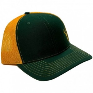 Baseball Caps Deer and Antlers Snapback Hat Curved Bill Trucker Mesh Back - Forest Green/Yellow Gold - CB18OOLRXDW $43.21