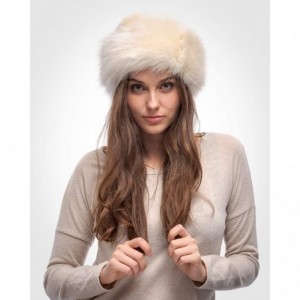 Bomber Hats Faux Fur Trimmed Winter Hat for Women - Classy Russian Hat with Fleece - Ecru - Ecru Rabbit - CA192L9Q0Z6 $16.78