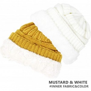 Skullies & Beanies Me Plus Winter Fleece Lined Soft Warm Cable Knitted Beanie Hat for Women & Men - 2 Pack - Mustrad & White ...