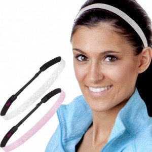 Headbands Women's Adjustable Non Slip Geo Sport Headband Multi Gift Pack - Skinny Silver & Pink 2pk - C111OI2DOF1 $26.43