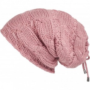 Skullies & Beanies Cable Knit Slouchy Chunky Oversized Soft Warm Winter Beanie Hat - Pink - C1186Y5077A $9.67