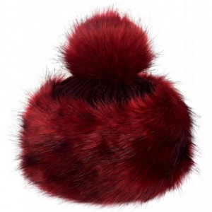 Skullies & Beanies Faux Fur Russian Hat for Women - Warm & Fun Fur Cuff Hat with Pom Pom - Red Fox - CF11ON85PRP $46.08