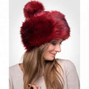 Skullies & Beanies Faux Fur Russian Hat for Women - Warm & Fun Fur Cuff Hat with Pom Pom - Red Fox - CF11ON85PRP $23.85