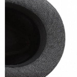 Fedoras Faux Suede Wool Blend Trilby Fedora Hats - Black Herringbone - C718776OK3G $11.18