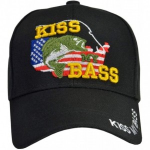 Baseball Caps Outdoors Fishing Hats (20+ Styles) Bite Me- Bass- Trout - Kiss My Bass Black - CB11P84JSGR $20.65