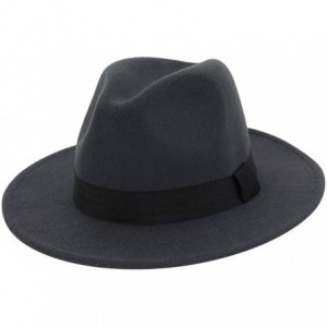 Fedoras Mens Fedora Hat Faux Felt Wide Brim Belt Buckle Cowboy Hat - C Dark Gray - CM1933XN64K $20.52