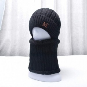Skullies & Beanies 2-Pieces Winter Beanie Hat Scarf Set Warm Thick Knit Skull Cap for Men Women Button Windbreak Thermal Scar...