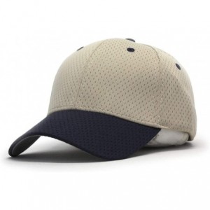 Baseball Caps Plain Pro Cool Mesh Low Profile Adjustable Baseball Cap - Navy/Khaki - CP18I60OGRA $18.52