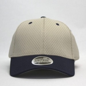 Baseball Caps Plain Pro Cool Mesh Low Profile Adjustable Baseball Cap - Navy/Khaki - CP18I60OGRA $21.16