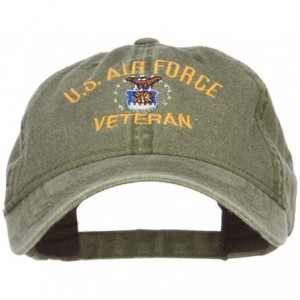 Baseball Caps US Air Force Veteran Military Embroidered Washed Cap - Olive - CR17XXGX26Y $54.32