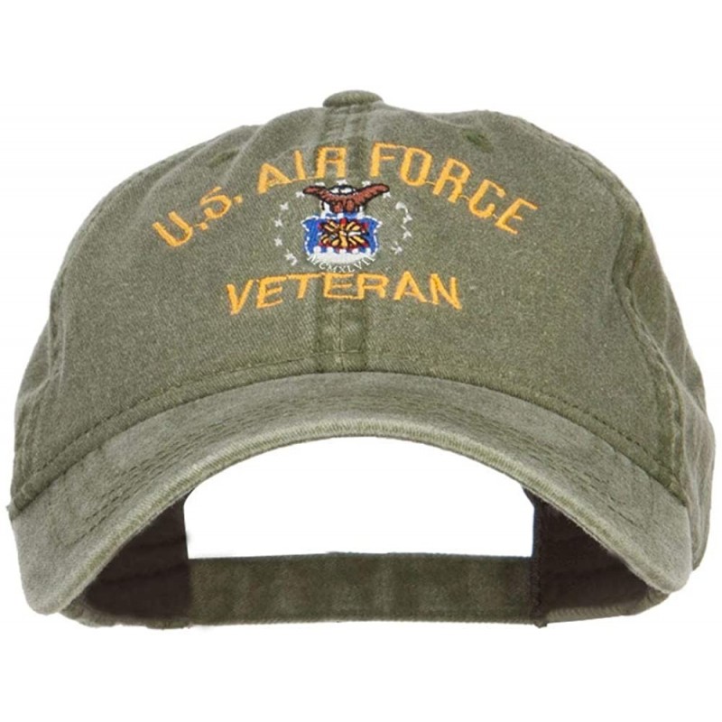 Baseball Caps US Air Force Veteran Military Embroidered Washed Cap - Olive - CR17XXGX26Y $51.31