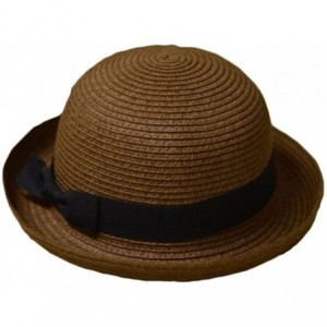 Sun Hats Bowknot Straw Summer Bowler Hat Sun Cap Hat for Ladies Womens - Dark Coffee Adult - CS12FU5BTLF $23.99