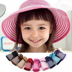 Sun Hats Women & Children Beach Hat Sun Visor Foldable Roll up Wide Brim Straw Hat Cap - Children Size Dark Coffee - CV11A6D8...