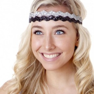 Headbands 5pk Women's Adjustable NO SLIP Wave Bling Glitter Headband Multi Gift Pack (Silver/Red/Black/Gold/White) - CL11RRXB...