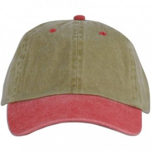 Baseball Caps Dad Hat Pigment Dyed Two Tone Plain Cotton Polo Style Retro Curved Baseball Cap 1200 - Khaki / Red - CO17XMOU8A...