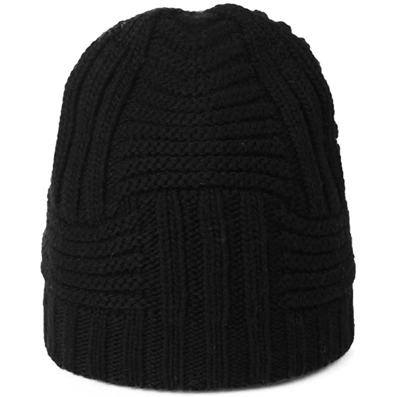 Skullies & Beanies Women's Winter Knitted Pom Beanie Ski Hat/Visor Beanie Newsboy Cap Wool/Acrylic - 89222black - CT193DYIWIQ...