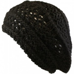 Berets Women's Warm Crochet Knit Beret Hat - Black - CL11LGXYM01 $19.78