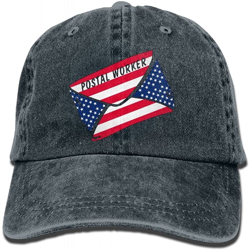 Skullies & Beanies Postal Worker US Flag American Flag Classic Unisex Baseball Cap Adjustable Washed Dyed Cotton Ball Hat Bla...