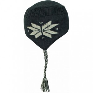 Skullies & Beanies Snowflake Tibetan Knit Hat with Tassels - Black - CN1155SABTN $27.10