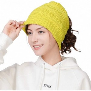 Newsboy Caps Wool Knitted Visor Beanie Winter Hat for Women Newsboy Cap Warm Soft Lined - 99724_mustard - C018KLDEISM $19.41