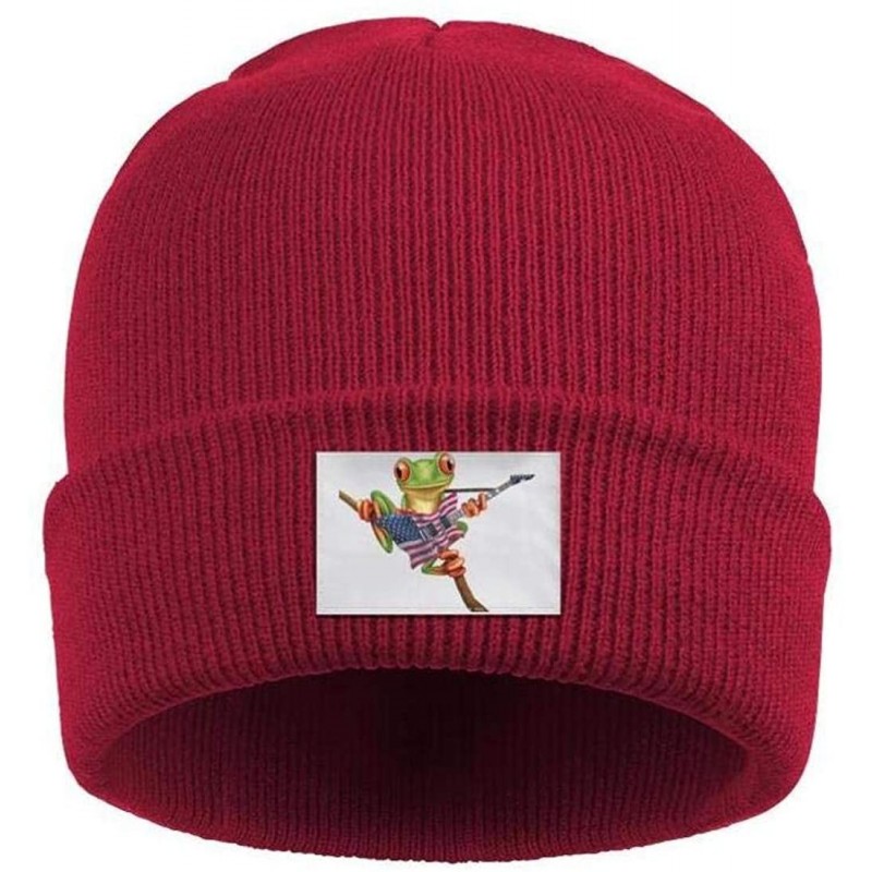 Skullies & Beanies Beanie Hat Three Percenter 1776 Symbol Winter Soft Thick Warm Casual Knit Hat- Men and Women - Red-163 - C...