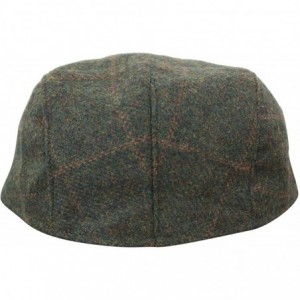 Newsboy Caps Mens Herringbone Tweed Wool Check Grandad Flat Caps Hats Vintage Green Grey Blue Brown - Olive - CY18G3SRK3G $53.75